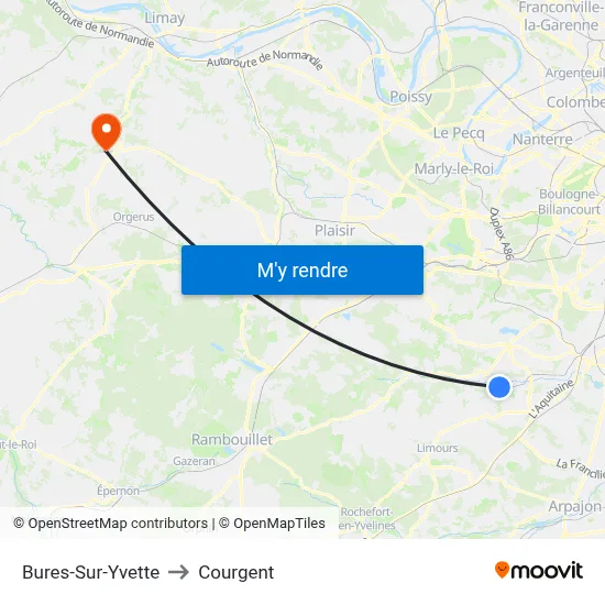 Bures-Sur-Yvette to Courgent map