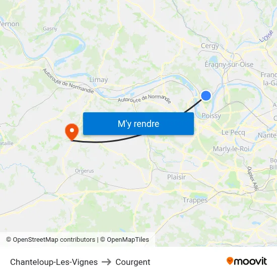 Chanteloup-Les-Vignes to Courgent map