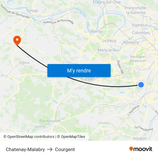 Chatenay-Malabry to Courgent map