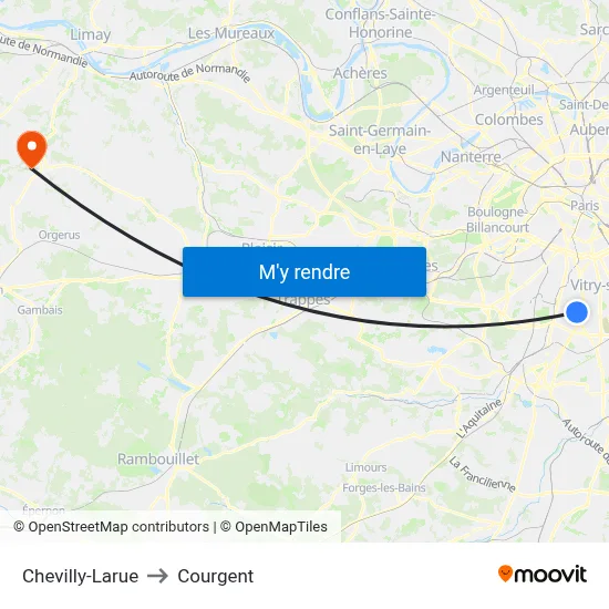 Chevilly-Larue to Courgent map