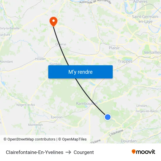 Clairefontaine-En-Yvelines to Courgent map