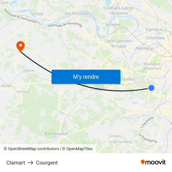 Clamart to Courgent map