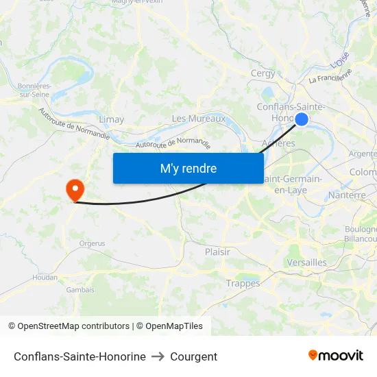Conflans-Sainte-Honorine to Courgent map
