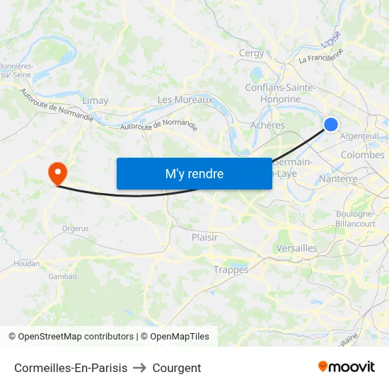 Cormeilles-En-Parisis to Courgent map