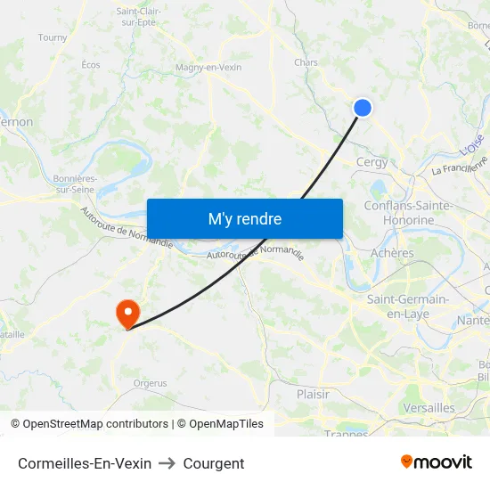 Cormeilles-En-Vexin to Courgent map