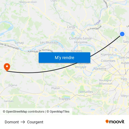 Domont to Courgent map