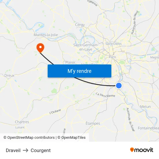 Draveil to Courgent map
