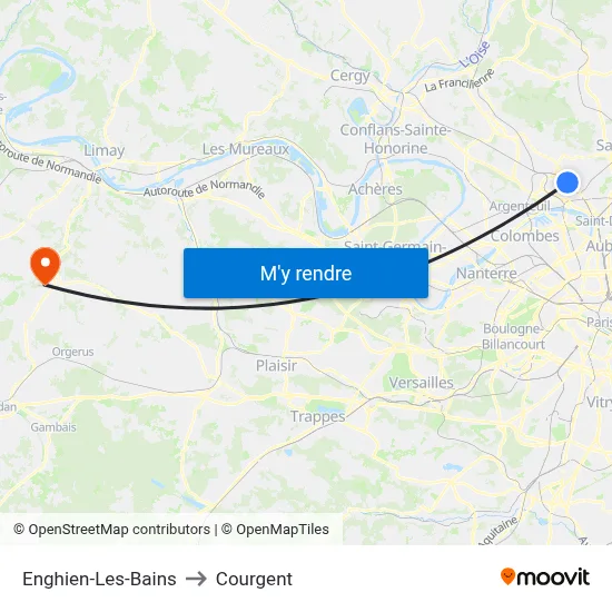 Enghien-Les-Bains to Courgent map