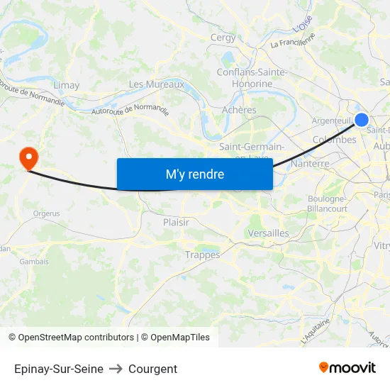 Epinay-Sur-Seine to Courgent map