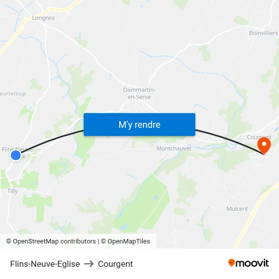 Flins-Neuve-Eglise to Courgent map
