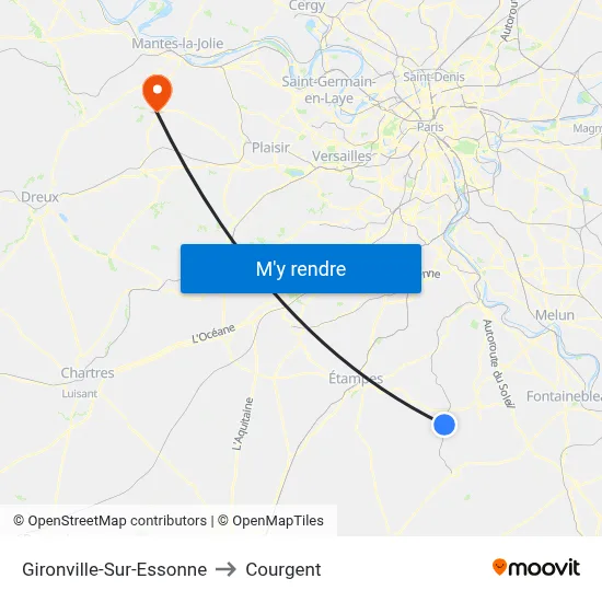 Gironville-Sur-Essonne to Courgent map