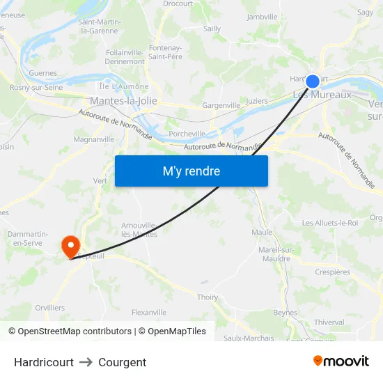 Hardricourt to Courgent map
