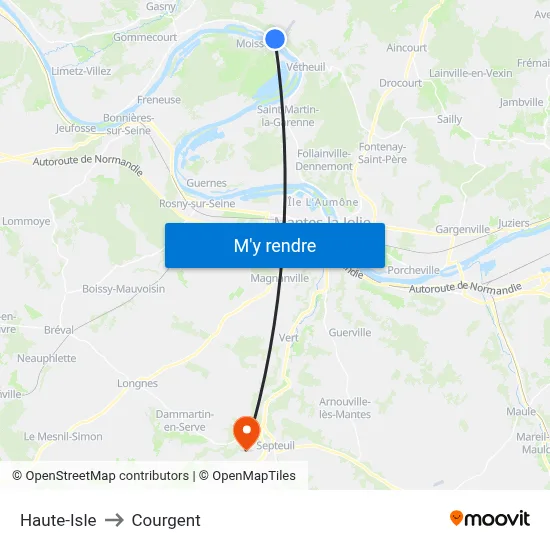 Haute-Isle to Courgent map