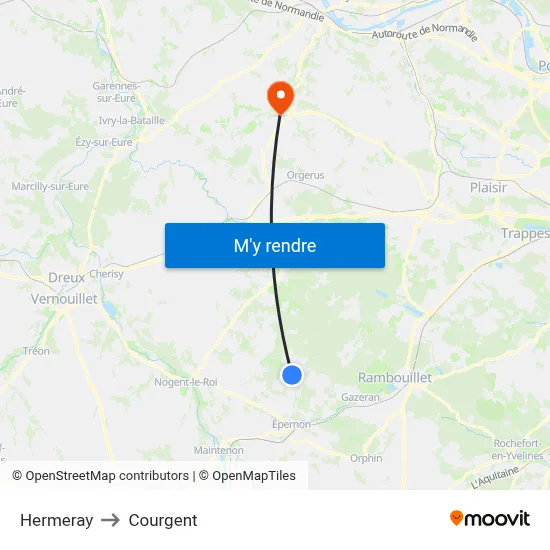 Hermeray to Courgent map