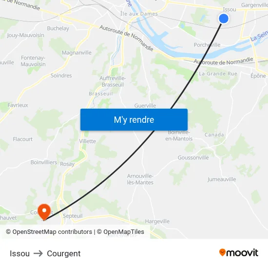 Issou to Courgent map