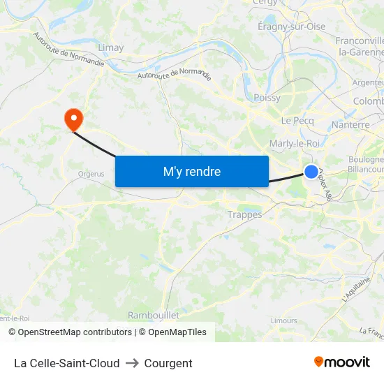 La Celle-Saint-Cloud to Courgent map