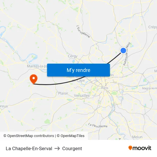 La Chapelle-En-Serval to Courgent map