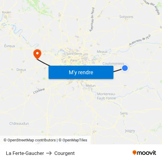 La Ferte-Gaucher to Courgent map