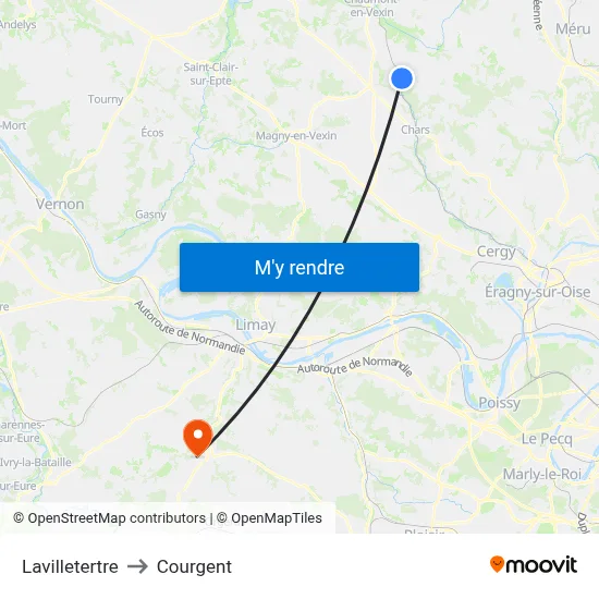 Lavilletertre to Courgent map
