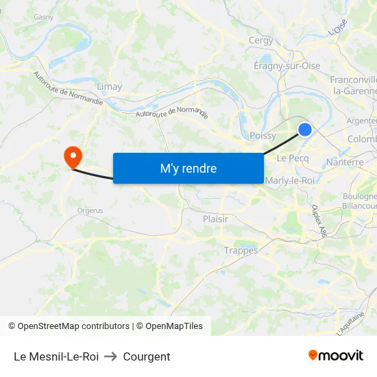 Le Mesnil-Le-Roi to Courgent map