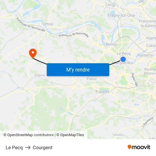 Le Pecq to Courgent map