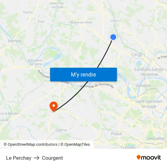 Le Perchay to Courgent map