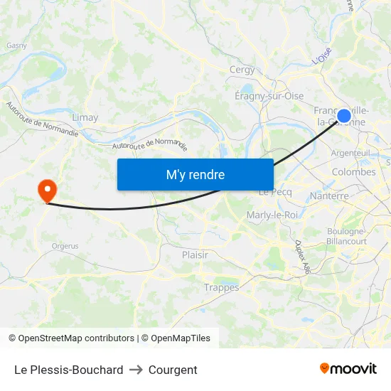Le Plessis-Bouchard to Courgent map