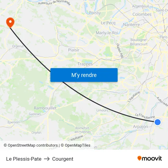 Le Plessis-Pate to Courgent map