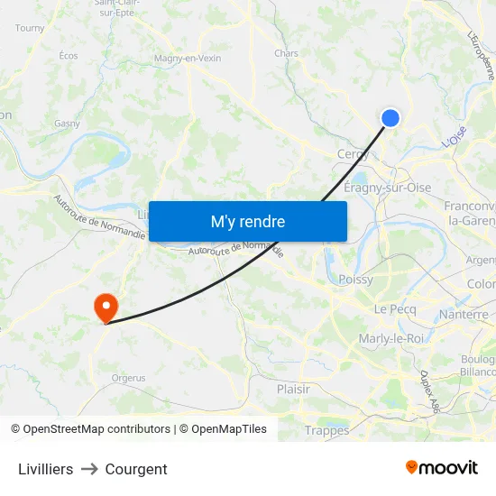 Livilliers to Courgent map
