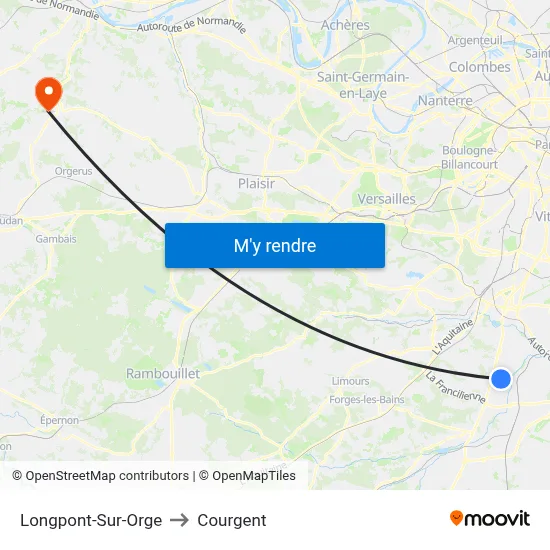 Longpont-Sur-Orge to Courgent map