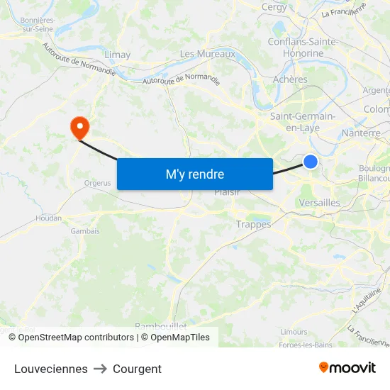 Louveciennes to Courgent map