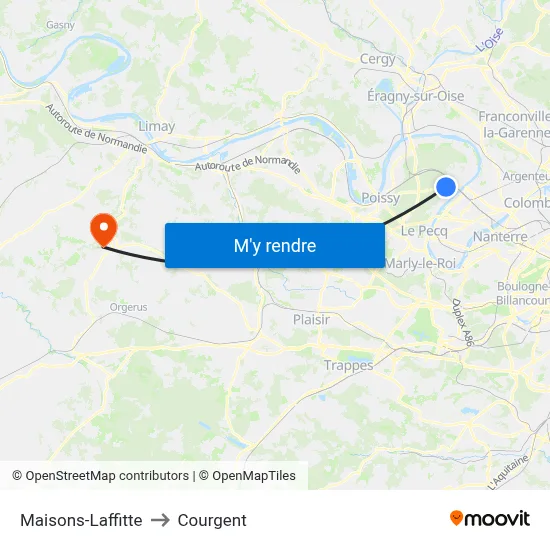 Maisons-Laffitte to Courgent map