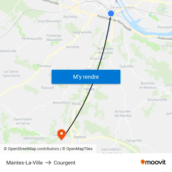 Mantes-La-Ville to Courgent map