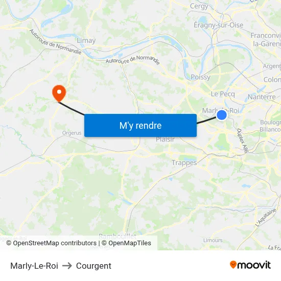 Marly-Le-Roi to Courgent map