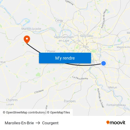 Marolles-En-Brie to Courgent map
