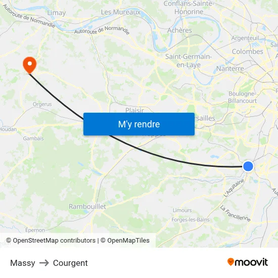 Massy to Courgent map