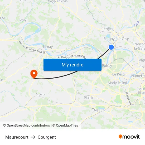 Maurecourt to Courgent map