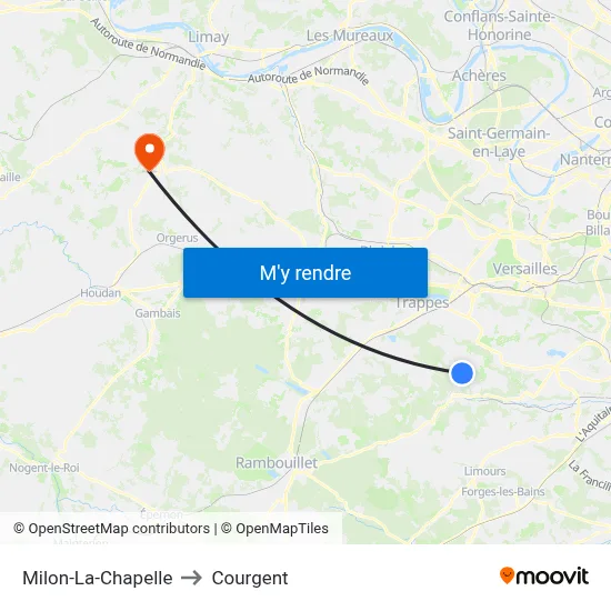 Milon-La-Chapelle to Courgent map