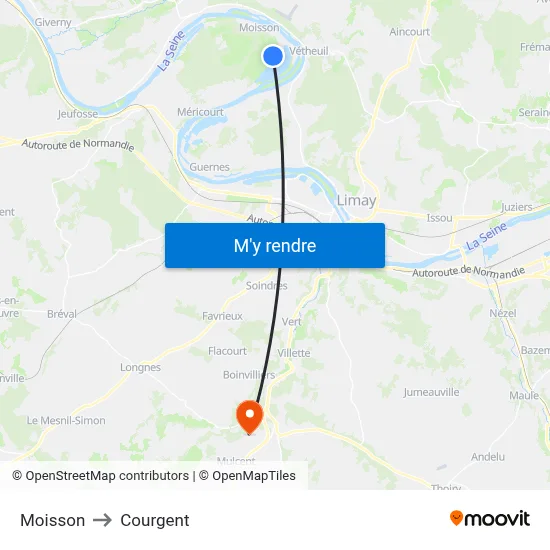 Moisson to Courgent map