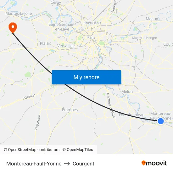 Montereau-Fault-Yonne to Courgent map