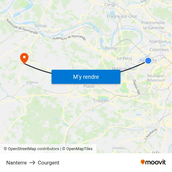 Nanterre to Courgent map