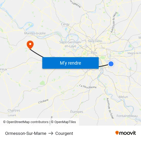 Ormesson-Sur-Marne to Courgent map