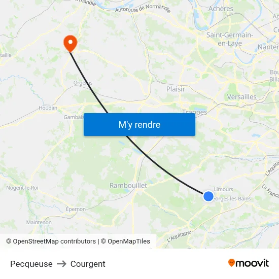 Pecqueuse to Courgent map