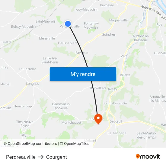 Perdreauville to Courgent map