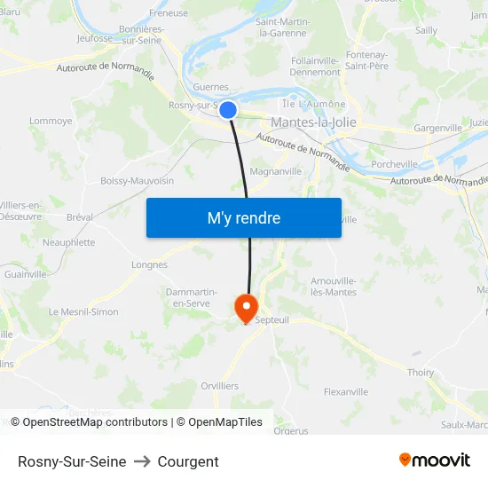 Rosny-Sur-Seine to Courgent map