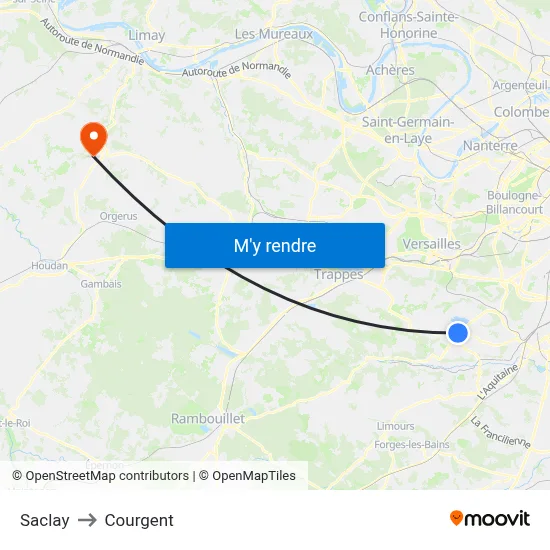 Saclay to Courgent map