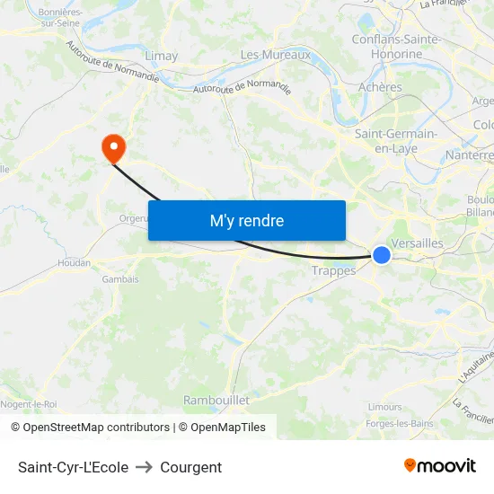 Saint-Cyr-L'Ecole to Courgent map