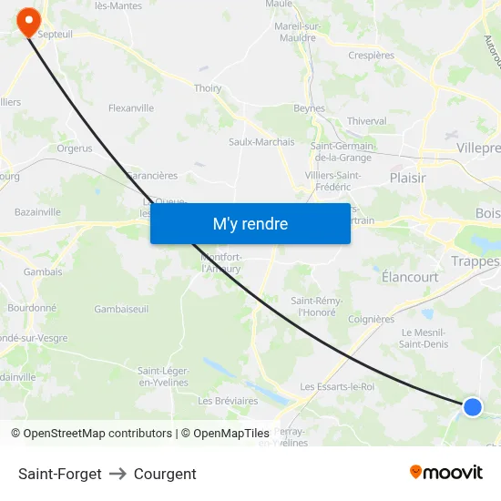 Saint-Forget to Courgent map