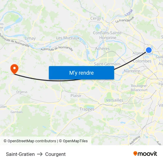 Saint-Gratien to Courgent map