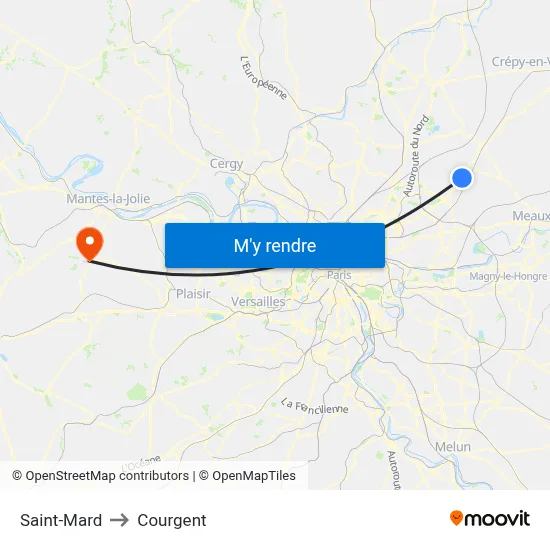 Saint-Mard to Courgent map